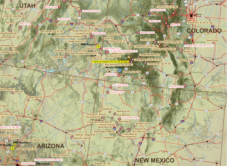 US Four Corners Mining Map